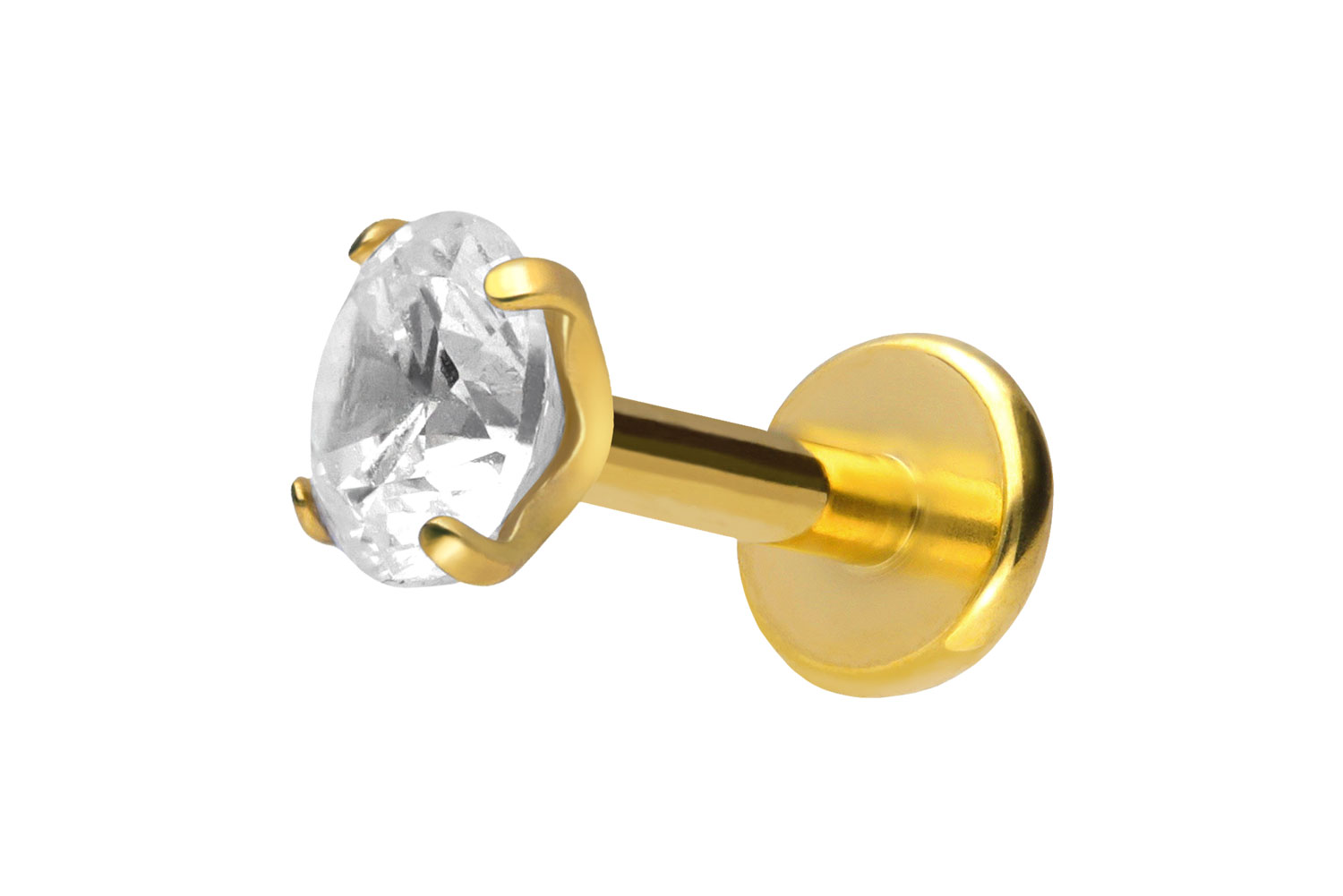 Titan Labret Piercing mit Push Fit EINGEFASSTER KRISTALL